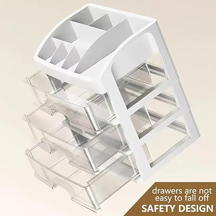 3-Tier Clear Cosmetic Organizer with Drawers & Top Tray