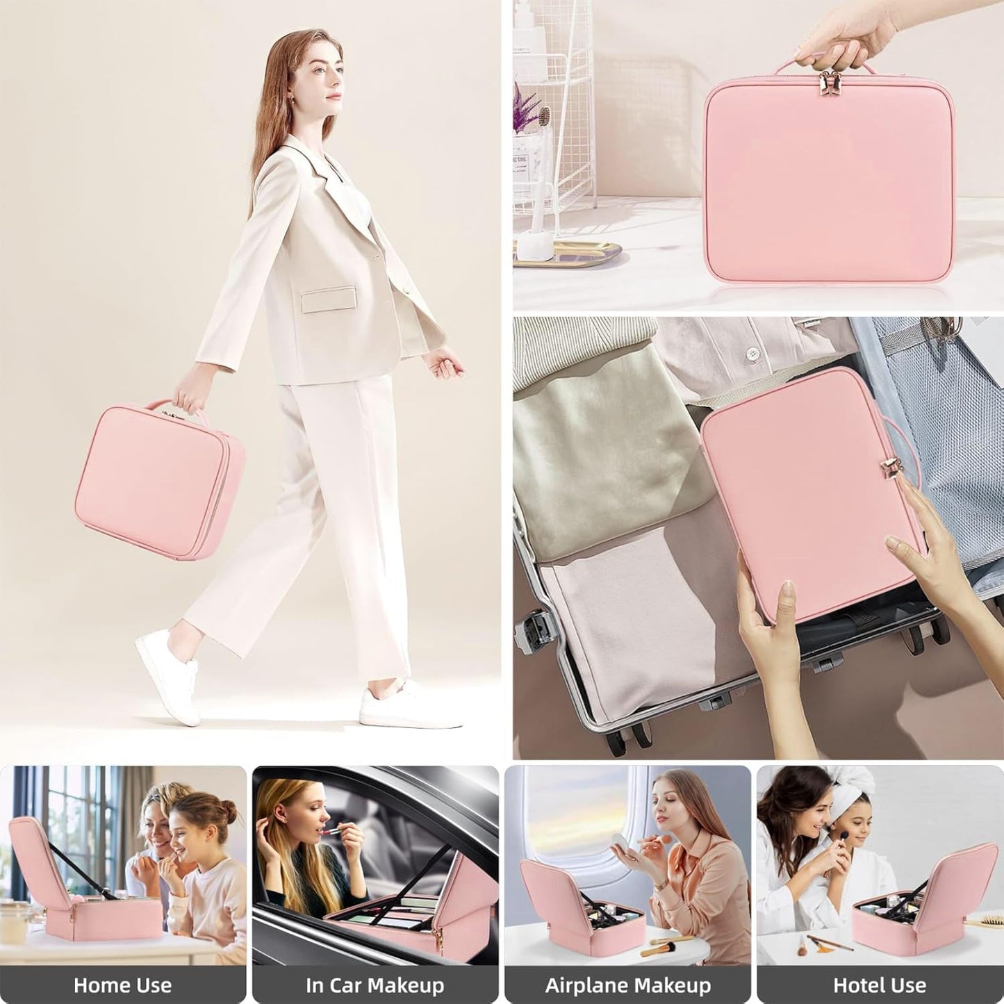 Makeup Vanity Case with LED Mirror – Portable Cosmetic Organizer Box