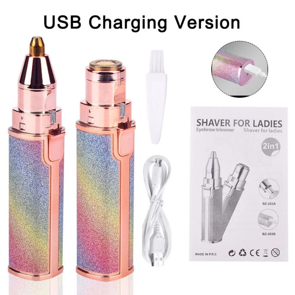 2-IN-1 EYEBROW TRIMMER & HAIR SHAVER – USB RECHARGEABLE & PORTABLE
