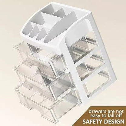3-Tier Clear Cosmetic Organizer with Drawers & Top Tray