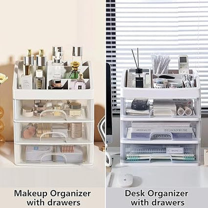 3-Tier Clear Cosmetic Organizer with Drawers & Top Tray