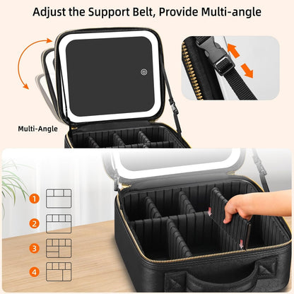 Makeup brush holder built into travel cosmetic case