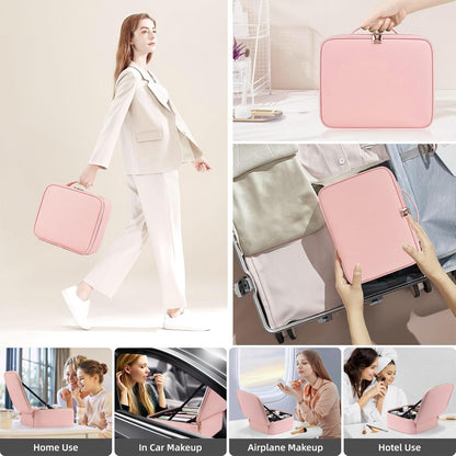 Makeup Vanity Case with LED Mirror – Portable Cosmetic Organizer Box