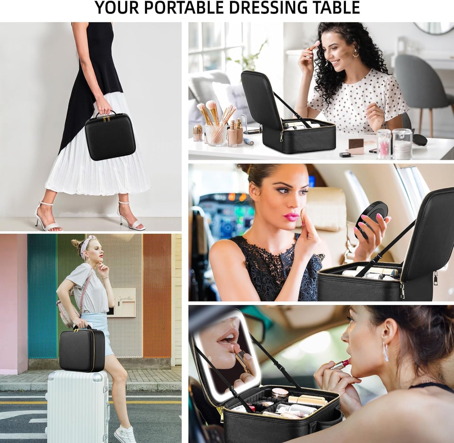 Portable beauty case with mirror - travel makeup organizer Pakistan