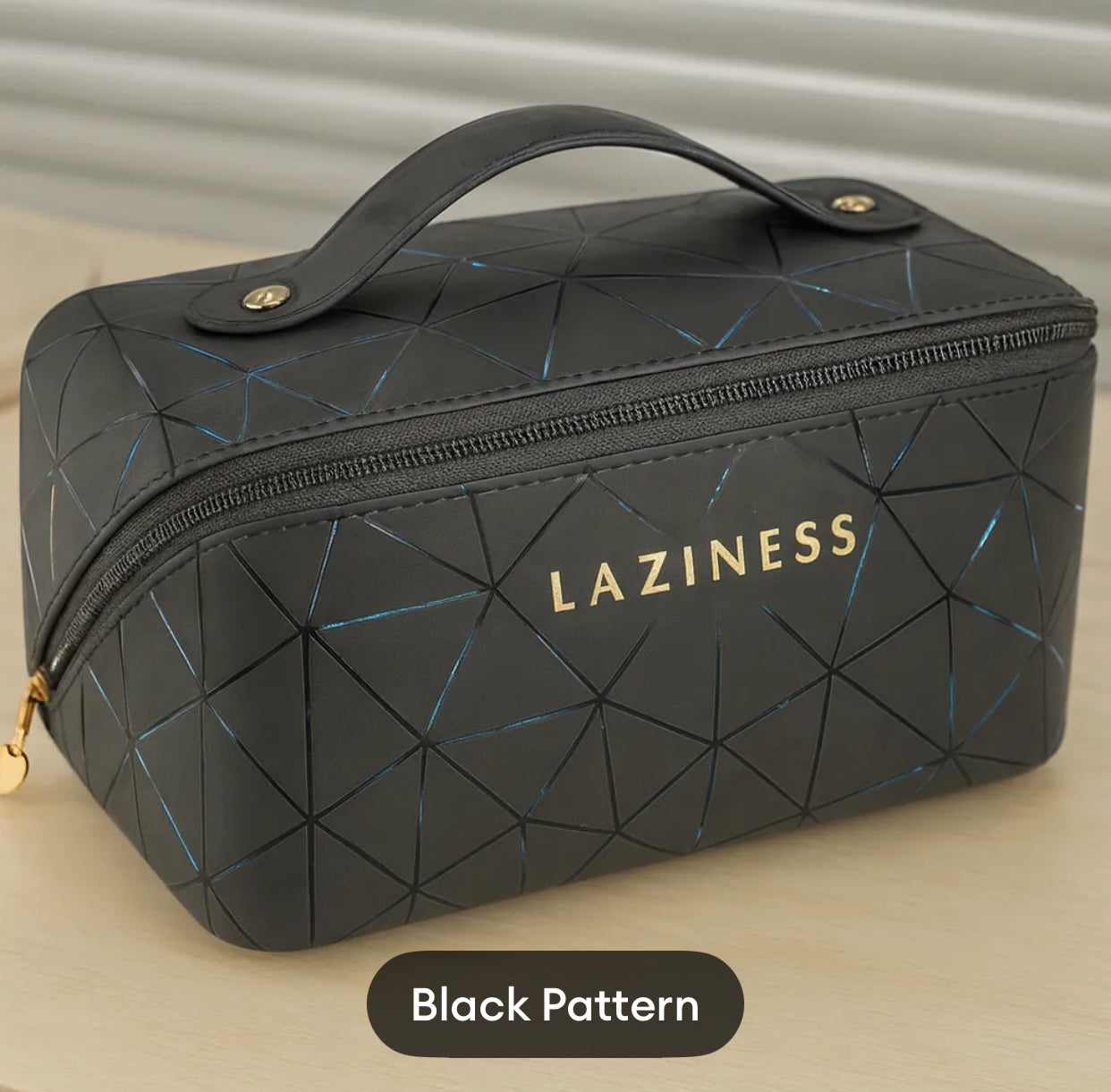 Premium Leather Travel Makeup Bag – Waterproof with Alloy Zipper