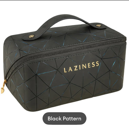 Premium Leather Travel Makeup Bag – Waterproof with Alloy Zipper