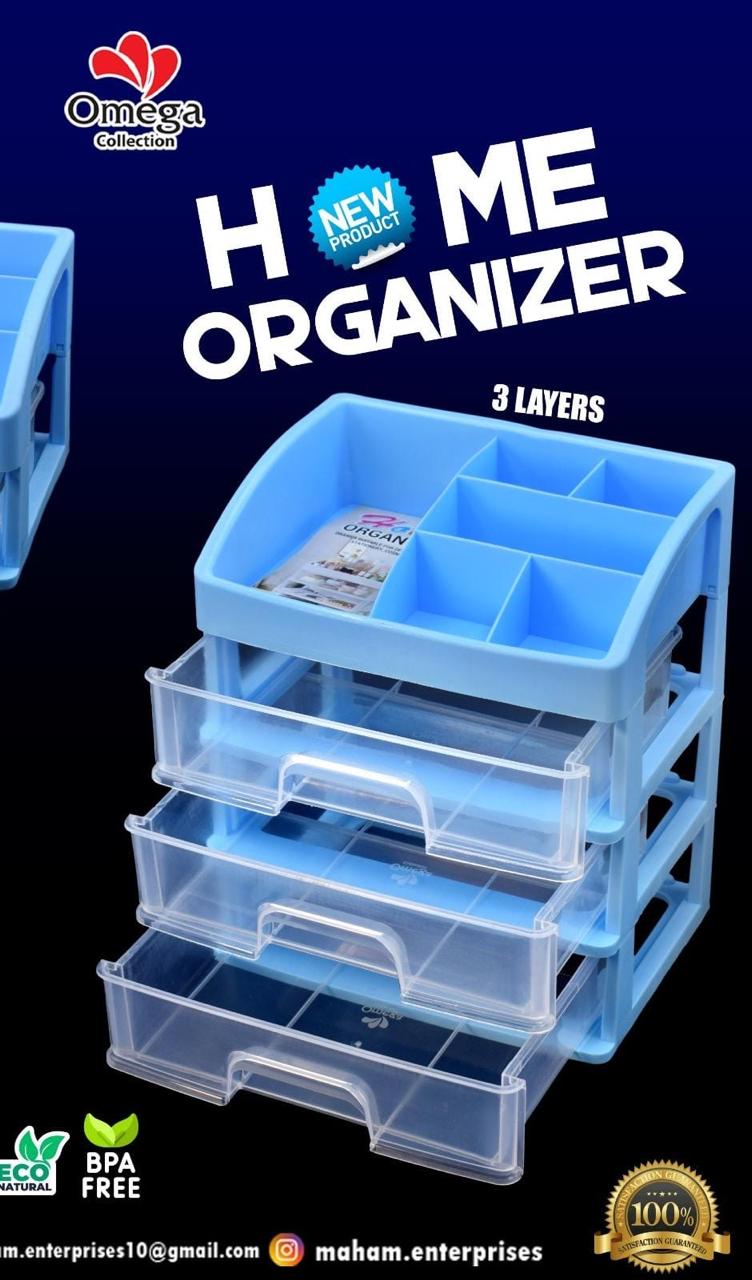3 Drawer Clear Makeup Organizer in Pakistan | Cosmetic Storage with Drawers - COD Available