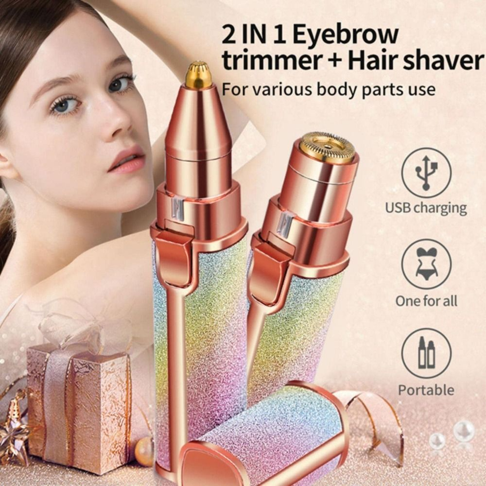 2-IN-1 EYEBROW TRIMMER & HAIR SHAVER – USB RECHARGEABLE & PORTABLE