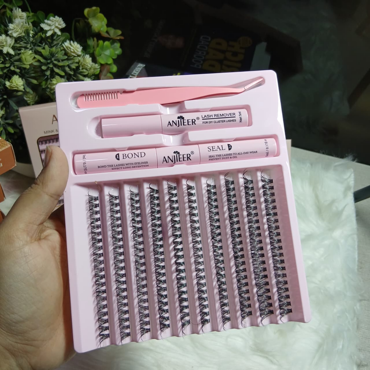 ANJIEER DIY Eyelash Extension Kit – Mink, Soft & Natural Professional Cluster Lashes with Bond, Seal, and Remover